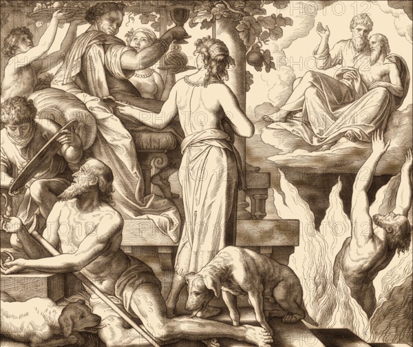 The parable of the rich man and Lazarus, New Testament, by Julius Schnorr von Carolsfeld, 1860