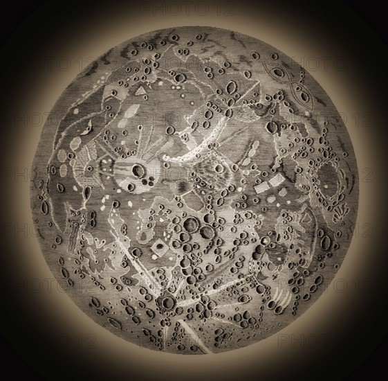 Map of the moon, after Chérubin d'Orléans (1613-1697), French scientific instrument maker