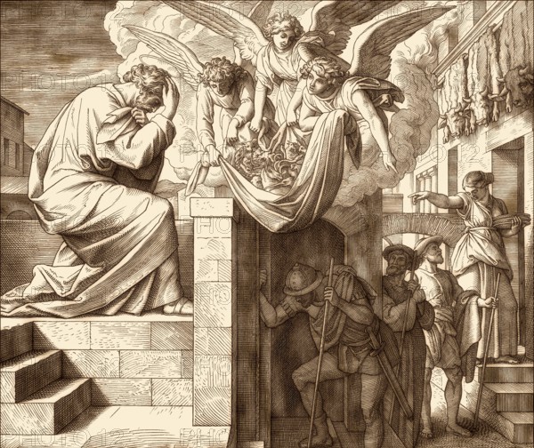 Saint Peter's vision of a sheet with animals, New Testament, by Julius Schnorr von Carolsfeld, 1860