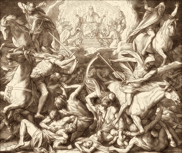 The Four Horsemen of the Apocalypse, Book of Revelation, New Testament, by Julius Schnorr von