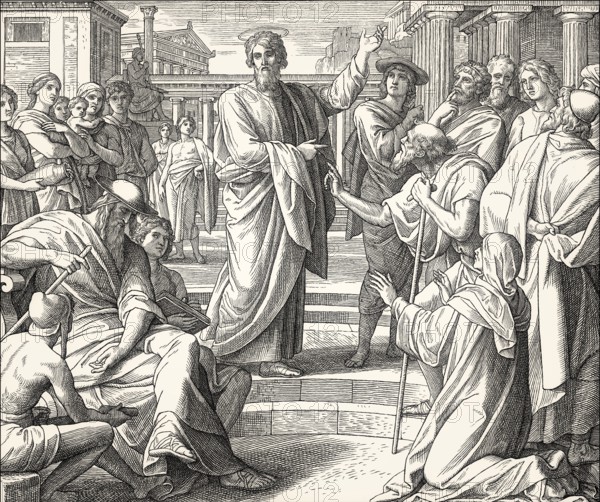 The Areopagus sermon, New Testament, by Julius Schnorr von Carolsfeld, 1860