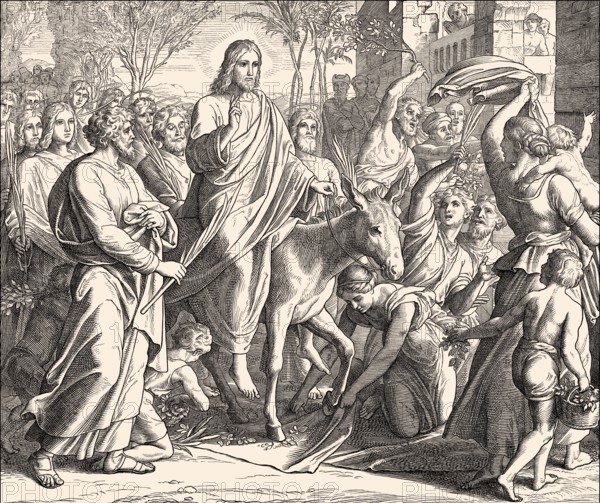 Jesus' Triumphal Entry into Jerusalem, New Testament, by Julius Schnorr von Carolsfeld, 1860