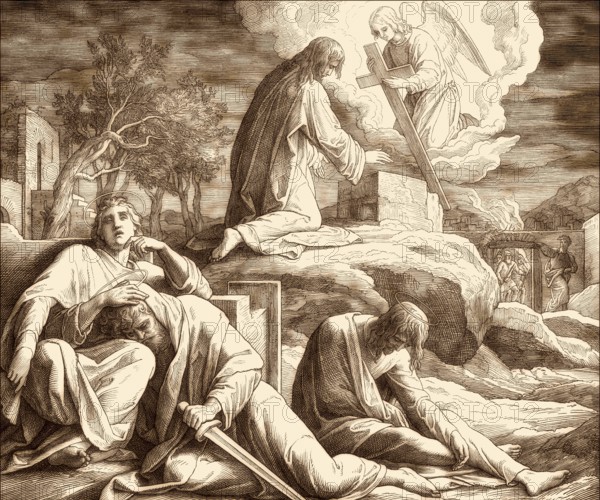 The Agony in the Garden of Gethsemane, New Testament, by Julius Schnorr von Carolsfeld, 1860