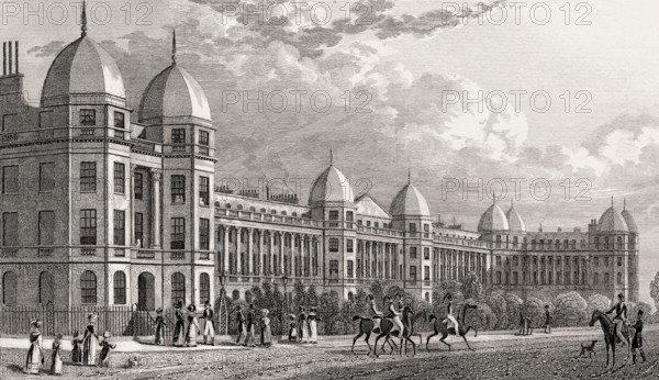 Sussex Place, Regent's Park, London, UK, illustration by Th. H. Shepherd, 1826