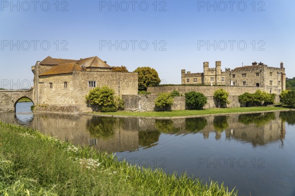 The moated castle of Leeds Castle near Maidstone, Kent, England, Great Britain