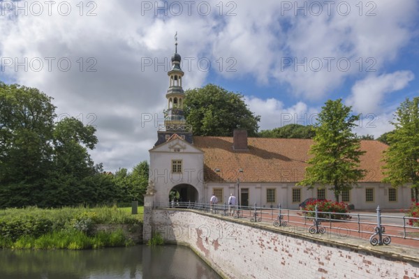Gatehouse, moated castle Norderburg or Dornum Castle, Dornum, East Frisia, Lower Saxony, Germany,