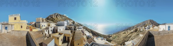 Breathtaking 360° panorama by the sea with traditional houses from the picturesque village of