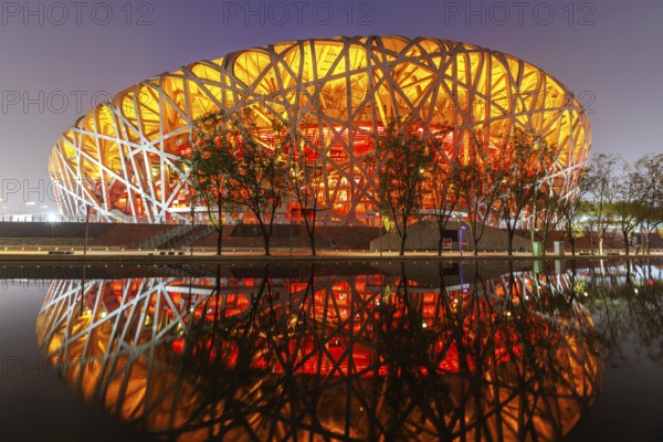 Olympic Stadium Bird's Nest Beijing Olympic Stadium modern architecture in Beijing, China, Asia