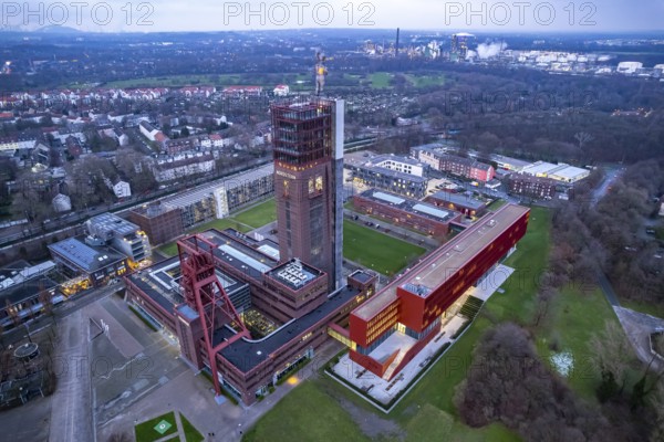 Nordstern colliery seen from the air at dusk, Gelsenkirchen, North Rhine-Westphalia, Germany,