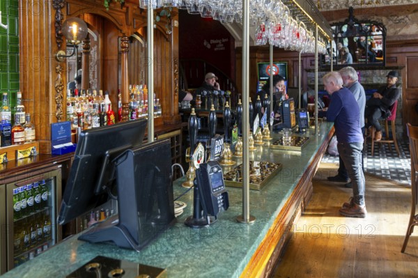 Public bar inside Crown Hotel pub in city centre of Liverpool, England, UK