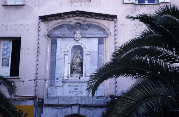 Exterior view of the imperial chapel, Ajaccio, Corsica, France in 1998 Posuerunt me Custodem Latin