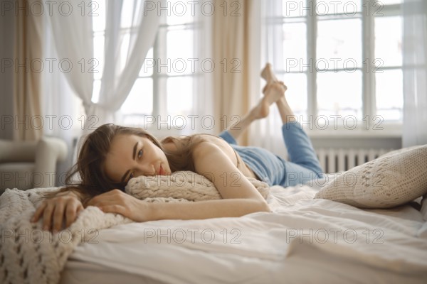 Relaxing in a cozy bedroom on a sunny day with soft natural light streaming through the window
