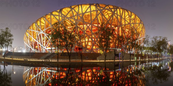 Olympic Stadium Bird's Nest Beijing Olympic Stadium modern architecture panorama in Beijing, China,