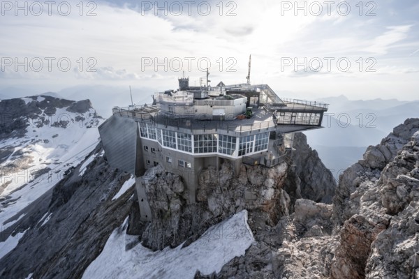 Modern mountain station of the Bavarian Zugspitze railway, at the summit of the Zugspitze,
