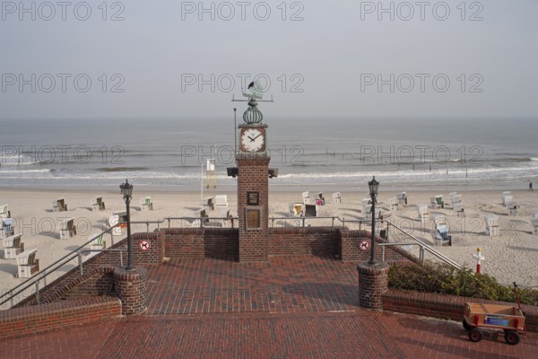 Viewpoint, beach promenade, North Sea island, East Frisian island, Wangerooge, Germany, Europe
