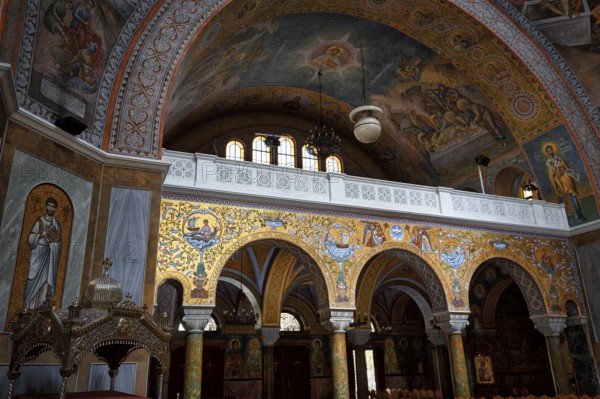 Neo-Byzantine church of Agios Andreas, interior view, Patras, Peloponnese, Western Greece, Greece,