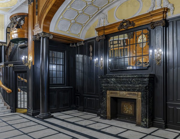 Historic interior design, staircase and corridor in the Hindenburghaus, Großer Burstah 31, Hamburg,
