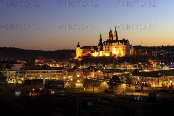 Albrechtsburg Castle by night, Meissen, Saxony, Germany, Europe