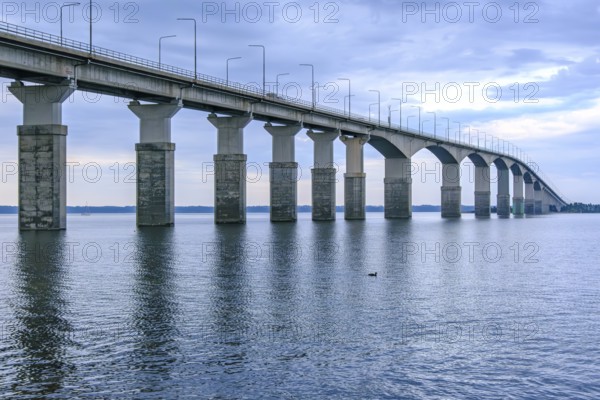 Atmospheric view of the Öland Bridge (Ölandsbron) in the evening light, which connects the mainland