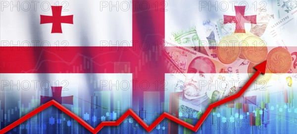 Georgia financial growth concept, economic recovery. Georgia Economy Growth on Financial Chart