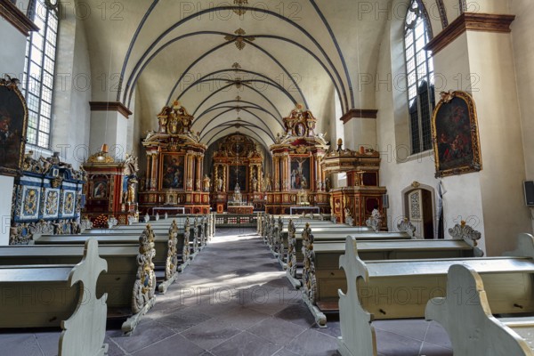 Baroque parish church of St Stephen and St Vitus, former abbey and Corvey Castle, the Carolingian