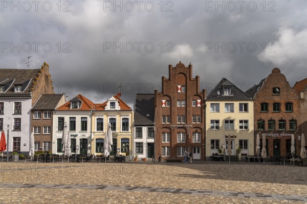 The market square in Kalkar, Lower Rhine, North Rhine-Westphalia, Germany, Europe