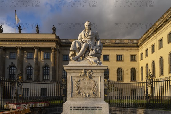 The monument to Alexander von Humboldt in front of the Humboldt University, Berlin, Germany, Europe