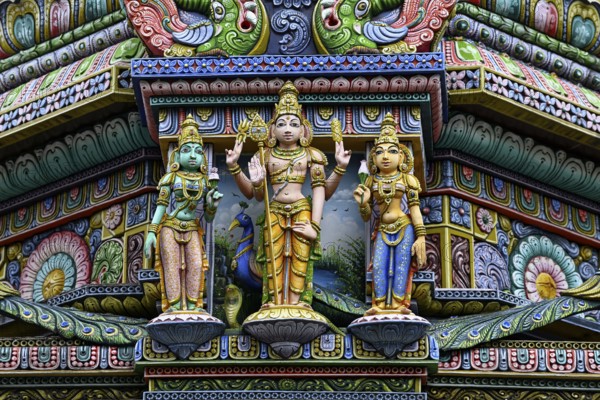 Detail of the facade of the Sri Maha Mariamman Temple, Hindu temple, Silom Road, Bangkok, Thailand,