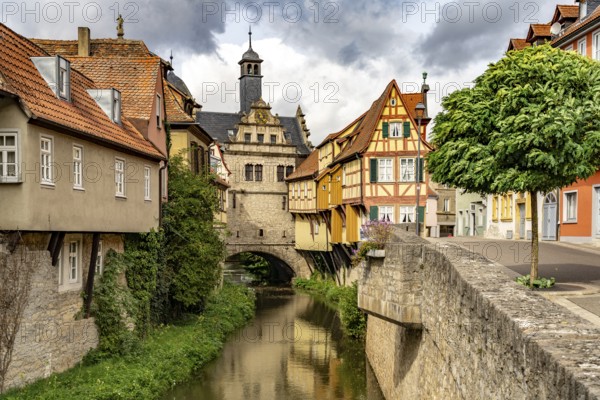 Malerwinkelhaus and Main Gate in Marktbreit, Lower Franconia, Bavaria, Germany, Europe