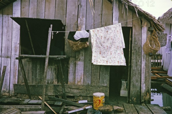 Detail of a building in the informal housing estate known as the floating city, Manaus, Brazil