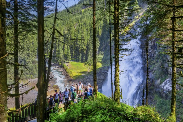 Viewing platform at the Krimml Waterfalls, the highest in Austria at 385 metres, Krimml, Krimml