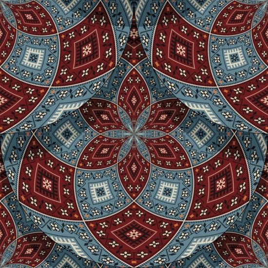Seamless Latvian embroidery circular pattern, vector template for your design