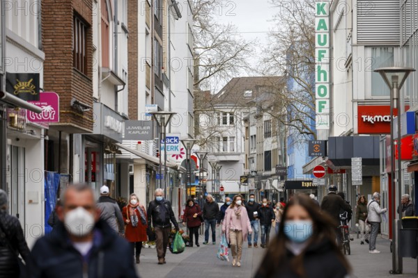 Krefeld, North Rhine-Westphalia, Germany - Krefeld city centre in times of the corona crisis during