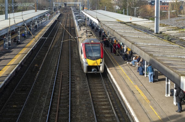 Greater Anglia, British Rail Class Stadler 755 bi-modal multiple unit passenger train arriving at