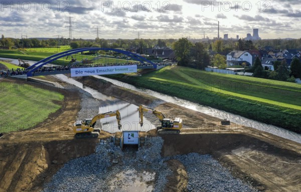 Dinslaken, Voerde, North Rhine-Westphalia, Germany, Inauguration of the new Emscher estuary into