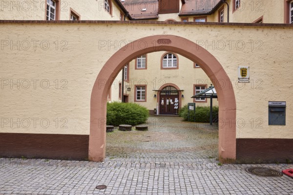 Tax office Offenburg branch office Wolfach, castle, entrance, through arch, main street, Wolfach,