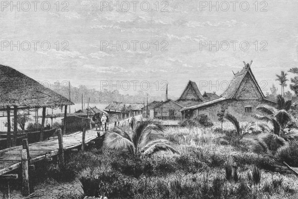 Village on the east coast of the island of Sumatra, Indian Ocean, climate, inner tropics, wooden