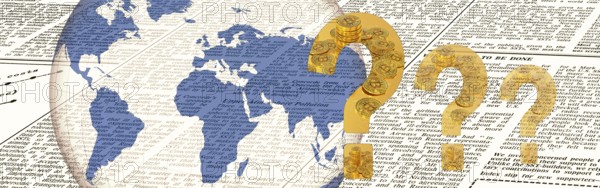 Symbolic image, Bitcoin as a questionable vision of the future, stock market prices, insecure