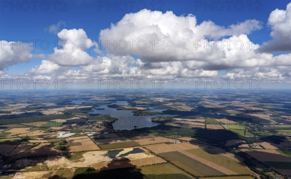 Aerial photo, Schaalsee biosphere reserve, Zarrentin