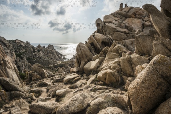 Bizarre and huge granite rocks by the sea, Capo Testa, near Santa Teresa di Gallura, Sardinia,