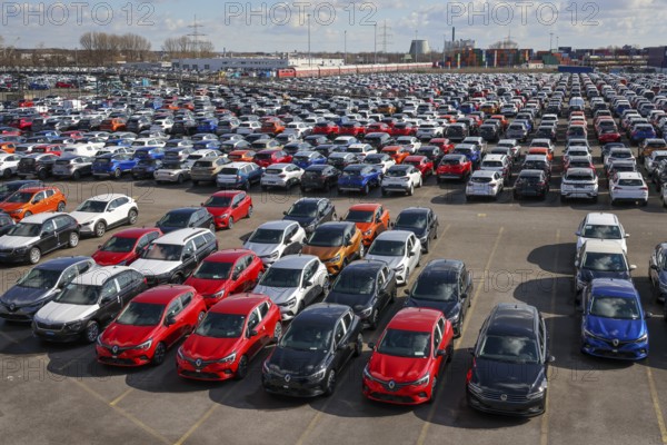 Duisburg, North Rhine-Westphalia, Germany, new cars, transhipment centre, car terminal in Duisburg