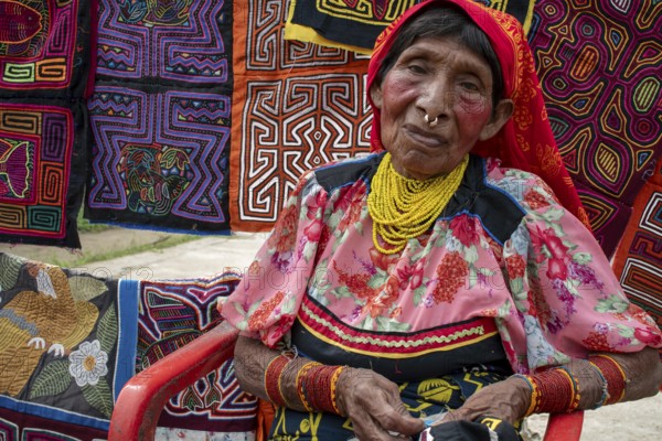 Bocas del Toro Indigenous Guna woman on San Blas Islands Panama