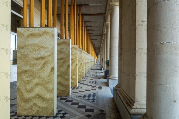 Renovation works of the Royal Galleries, Koninklijke Gaanderijen, neoclassical arcade at seaside