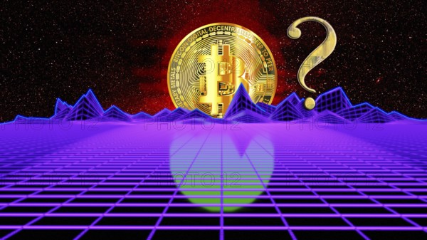 Symbolic image, Bitcoin as a vision of the future, stock market prices, insecure digital currency,