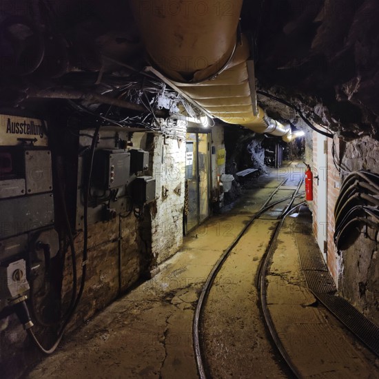 Underground, tunnels in the visitor mine, Rammelsberg ore mine, UNESCO World Heritage Site, Goslar,