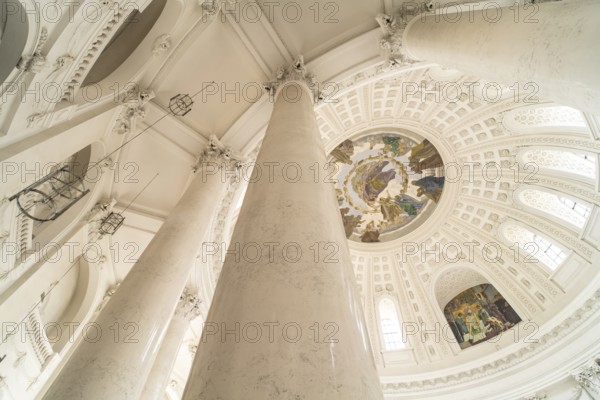 Columns in the interior of St. Blasius Cathedral in St. Blasien, Black Forest, Baden-Württemberg,