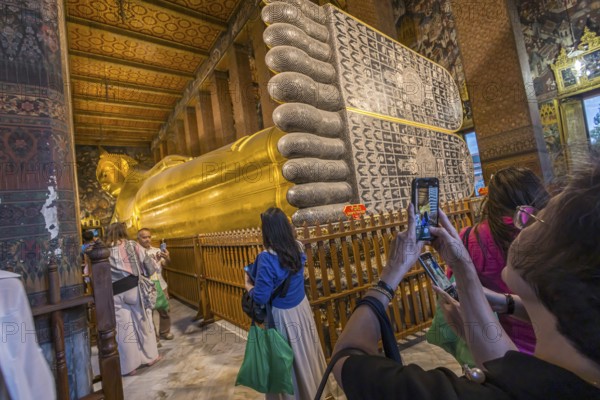Wat Pho, temple of the reclining Buddha. Sightseeing attraction, architecturally significant temple