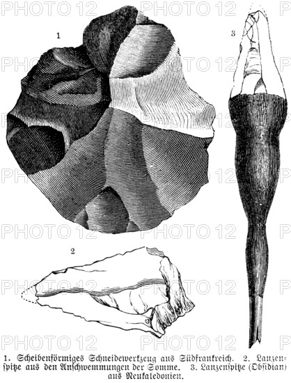 Stone tools and spearheads of the Stone Age, archaeological finds, obsidian, geology, history of