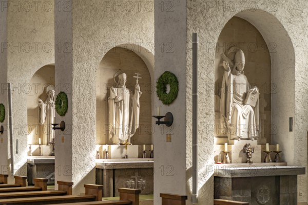Interior of the monastery church of Münsterschwarzach Abbey in Schwarzach am Main, Bavaria,