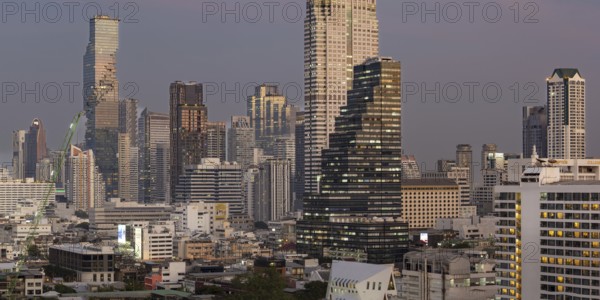 Panorama from the viewing platform of the Iconsiam of the skyscrapers, hotels and the Bang Rak